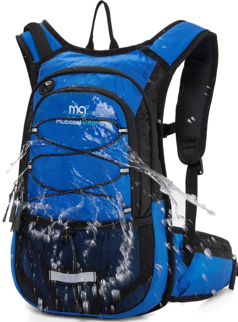 Mubasel Gear 15L Insulated Hydration Backpack Pack with 2L Water Bladder Lightweight Hiking Backpack Bag for Women Men Daypack for Hiking Running Festival Camping Biking (Blue) - Image 1